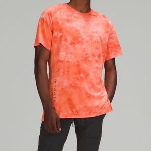 Lululemon Athletica Men Coral Orange Always Agile Short Sleeve Shirt L